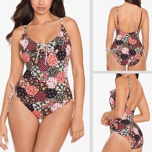 New! Skinny Dippers Floral Jelly Roll Rosalina One-Piece Swimsuit 35075